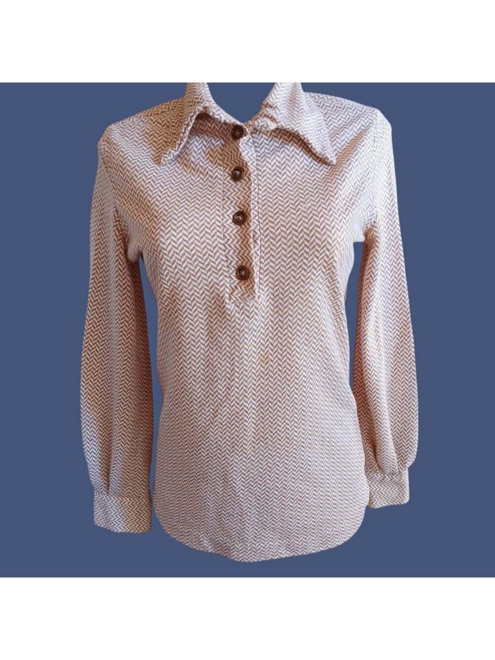 Handmade Medium Vintage Women's Top 1of1 1970's Pullover Big Collar 1970's Boho